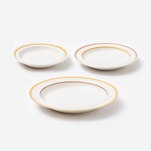 쓰임 레트로 라인 원형접시 샌드베이지 3종 세트, 1세트, 소 + 중 + 대