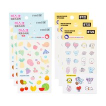 스튜디오에잇 마스크 데코 스티커 BT21 3p + 과일 3p 세트, 혼합색상, 1세트