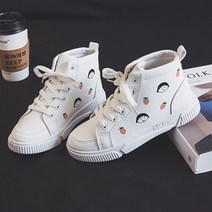 여성용 큐티 프린트 하이탑 스니커즈 GH20_RD_881