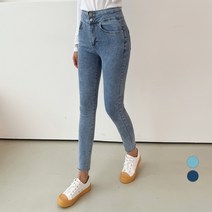 세컨그라운드 여성용 하이 투버튼 스키니 데님 팬츠