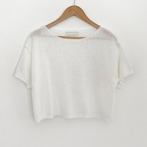 슈가펀 여성용 몽몽 반팔 라운드 크롭 니트
