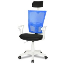 청심의자 하임 M2 헤더형 메쉬의자, 화이트(바디), 블루(메쉬)