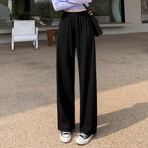 오티온 여성용 라이트 롱 와이드 밴딩 팬츠