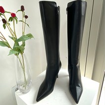 렌디 레더 스틸레토 롱부츠 힐 7cm