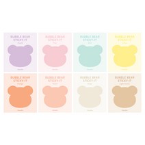 모노라이크 버블 베어 스티키 점착메모지 8종 세트, Purple, Pink, Mint, Yellow, Orange, Peach, Beige, Light brown, 1세트