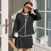 로미스토리 빅사이즈 셋업 배색 아웃핏 자켓