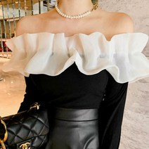 여성용 버린트 오프숄더 니트 티셔츠