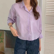 플랜데이 여성용 데일리 심플 파스텔 크롭 여름 남방