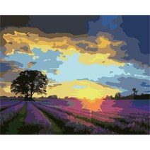 더웨일 DIY 유화 명화그리기 꽃향기 50 x 40 cm, 노을 라벤더