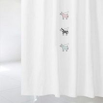 수풀 북유럽 스타일 샤워커튼 SC498 S 1520 x 1880 mm + 플라스틱 고리 12p + 커튼봉 화이트 세트, 1세트, 화이트계열