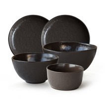 자담 1인 혼밥 식기세트 5p, 브라운, 공기, 대접, 레머킨, 12cm 플레이트 2개