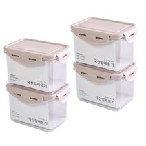 진공 소분 반찬통 밀폐용기 직사각 핑크 1000ml, 4개, 단품