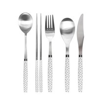마호커트러리 피노 한식 양식 커트러리 5종 세트, 체리블라썸 화이트, 숟가락 + 젓가락 + 포크 + 나이프 + 양식숟가락