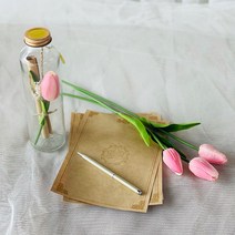 러블리팜 타임캡슐 유리병 튤립 플라워 손편지 LED조명 + 선물박스 세트, 핑크(플라워), 화이트(선물박스)