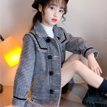 엔젤아이 여아용 체크 더블 버튼 코트