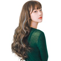 가발위드 단색 웨이브 컬러 포인트 피스 5p + 트윙클 붙임머리 세트, 다크그레이(컬러피스), 랜덤발송(붙임머리), 1세트