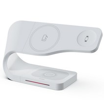 미아크 3in1 웨이브 애플워치 아이폰 맥세이프 무선충전기 거치대, 화이트, 1개