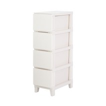 보노하우스 가든 라탄 슬림 서랍장 4단, 크림, 1개