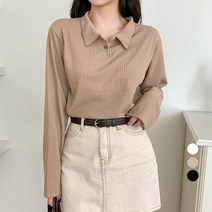 베러스윗 여성용 단 포인트 오픈 카라 긴팔 티