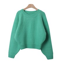 여성용 티모 무지 라운드넥 베이직 니트