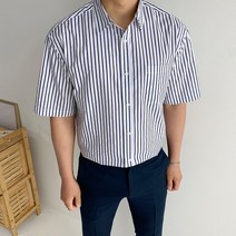 머시따 남성용 포켓 스트라이프 반팔 셔츠