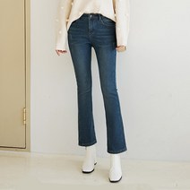 레몬소울 여성용 워머 밴딩 기모 부츠컷 데님팬츠