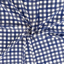 크레용 체크 비침적은 두툼 쉬폰 원단, 블루