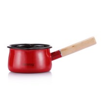 햄튼 나무핸들 법랑 밀크팬 15cm HYF-C-020, 레드, 30 x 15.5 x 8.5 cm