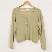 오키 여성 앙트 린넨 브이넥 가디건