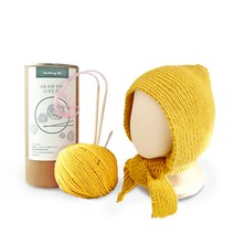 멜로우 니팅키트 아기 리본 보닛 머스타드, 남여공용