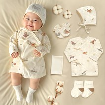 ikii 신생아용 오가닉 말띠 배냇저고리 긴소매 5종