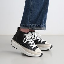 단골언니 여성용 후후 하이 가죽 하이탑 스니커즈 5cm