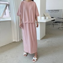 마이시즌 여성용 니베 플리츠 반팔 원피스