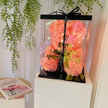 러블리팜 조화 로즈베어 L + 전용 케이스 + LED 전구 + 레터링 시트지 졸업 세트, L사이즈, 코랄(로즈베어), 골드(레터링 시트지)