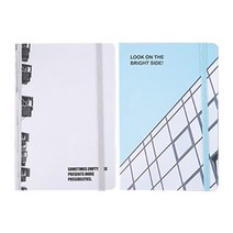 Kariiou&Mikirei 하드커버 라인 노트 어반라운드 A5 BG-3817 2종 세트, A(회색하늘, 글라스빌딩), 1세트