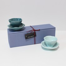 달소금 꽃잎찻잔 커플세트, 06 스카이 + 피콕, 1세트