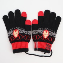 마블 블랙 아이언맨 아동 손가락 스마트폰 터치 니트 장갑