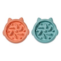 파스텔펫 반려동물 야옹 급체방지 식기, 오렌지, 그린, 2개