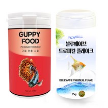모스트펫 구피사료 356g + 블루 웨이브 트로피컬 플레이크 15g 세트, 1세트