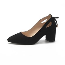 기본 스틸레토 앞코 디자인 뒤축 리본 스웨이드 펌프스 6cm