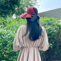 플랜데이 돌돌이 탄탄 밀짚 라탄 리본 썬캡 모자
