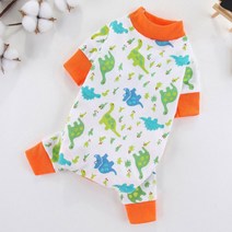 딩동펫 강아지 소매배색 사계절 올인원, 오렌지 공룡