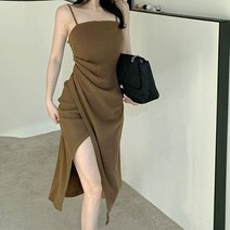묘먀미 여성용 언발 셔링 트임 여행룩 나시 원피스 MMM139