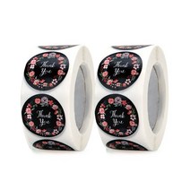 인디케이 땡큐 블랙 플라워 벌크팩 3.8cm 스티커 500p, 혼합색상, 2개