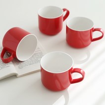 로코리빙 투톤 컬러 빅 머그 430ml, 레드, 4개