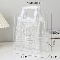 쉐어몰 모던 PVC 투명 선물포장 토트 쇼핑백, 화이트사각