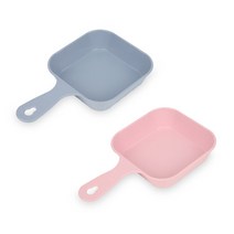 새드리 사각 손잡이 앞접시 2종 세트, 핑크, 그레이, 1세트