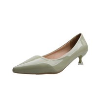 뾰족한 앞코 세련 스틸레토 미드힐 에나멜 펌프스 4.5cm
