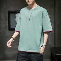 남성용 알럽홈 투컬러 엔드라인 반팔 티셔츠
