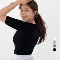 바블링브룩 여성용 골지 5부 반팔 티셔츠